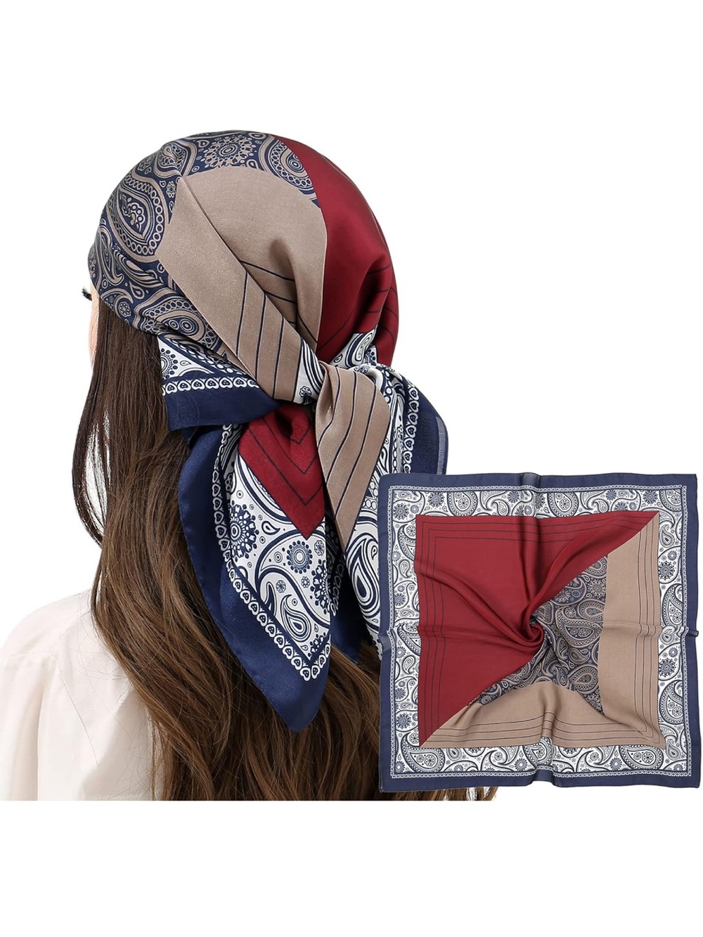 Women’s Headscarf - Navy, Burgundy & Beige